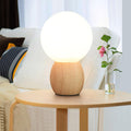 Luminária de mesa em Madeira Nórdica | Abajur de Vidro Minimalista de Design Orbital para Cômoda Luz Branca (5000K) 220V-240V Para UK AU