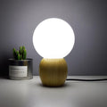 Luminária de mesa em Madeira Nórdica | Abajur de Vidro Minimalista de Design Orbital para Cômoda