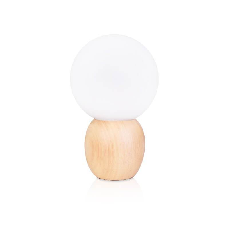 Luminária de mesa em Madeira Nórdica | Abajur de Vidro Minimalista de Design Orbital para Cômoda