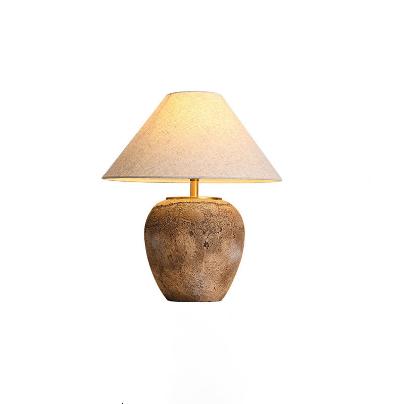 Luminária de mesa em cerâmica com abajur de tecido | Abajur moderno e shabby chic para canto