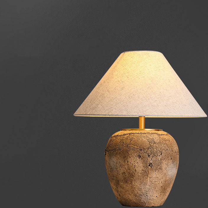 Luminária de mesa em cerâmica com abajur de tecido | Abajur moderno e shabby chic para canto