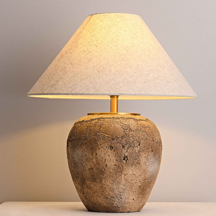 Luminária de mesa em cerâmica com abajur de tecido | Abajur moderno e shabby chic para canto