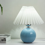 Luminária de mesa em cerâmica plissada estilo nórdico Azul Claro Branco Interruptor de Botão