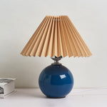 Luminária de mesa em cerâmica plissada estilo nórdico Azul Marrom Interruptor de Botão
