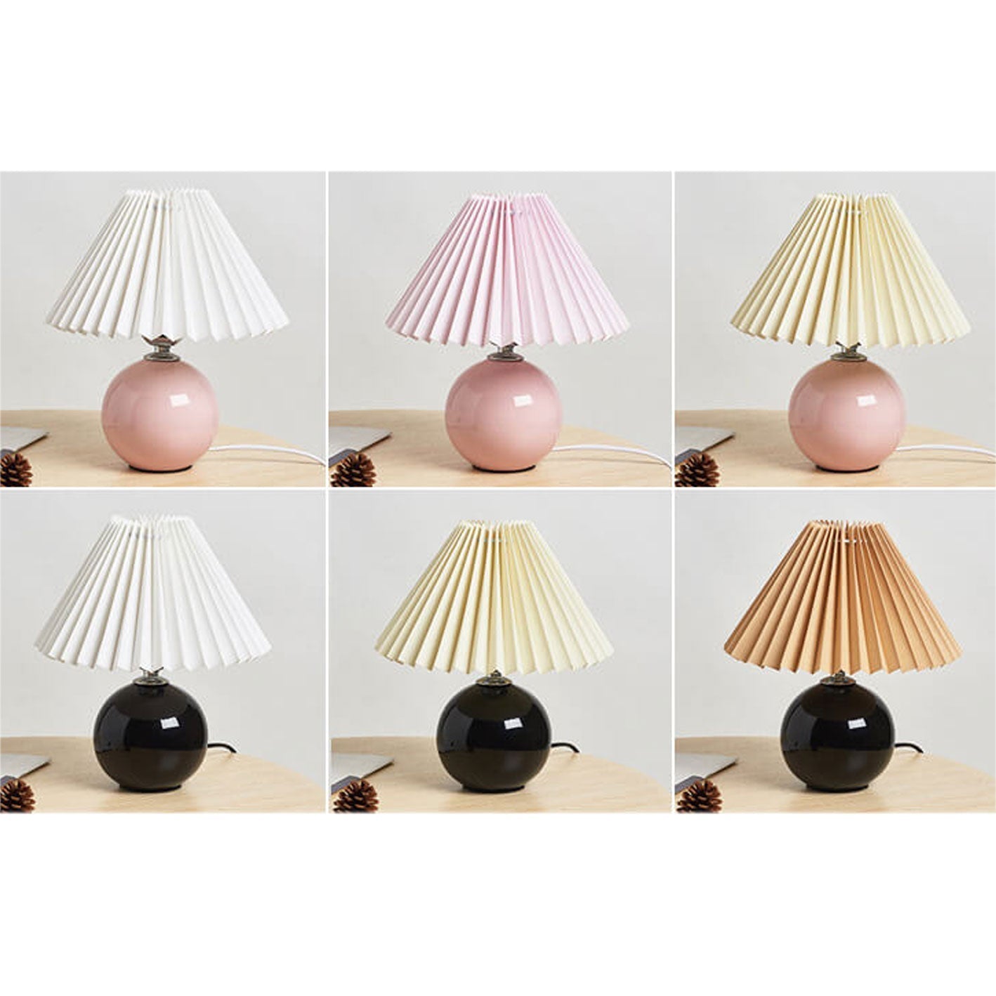 Luminária de mesa em cerâmica plissada estilo nórdico