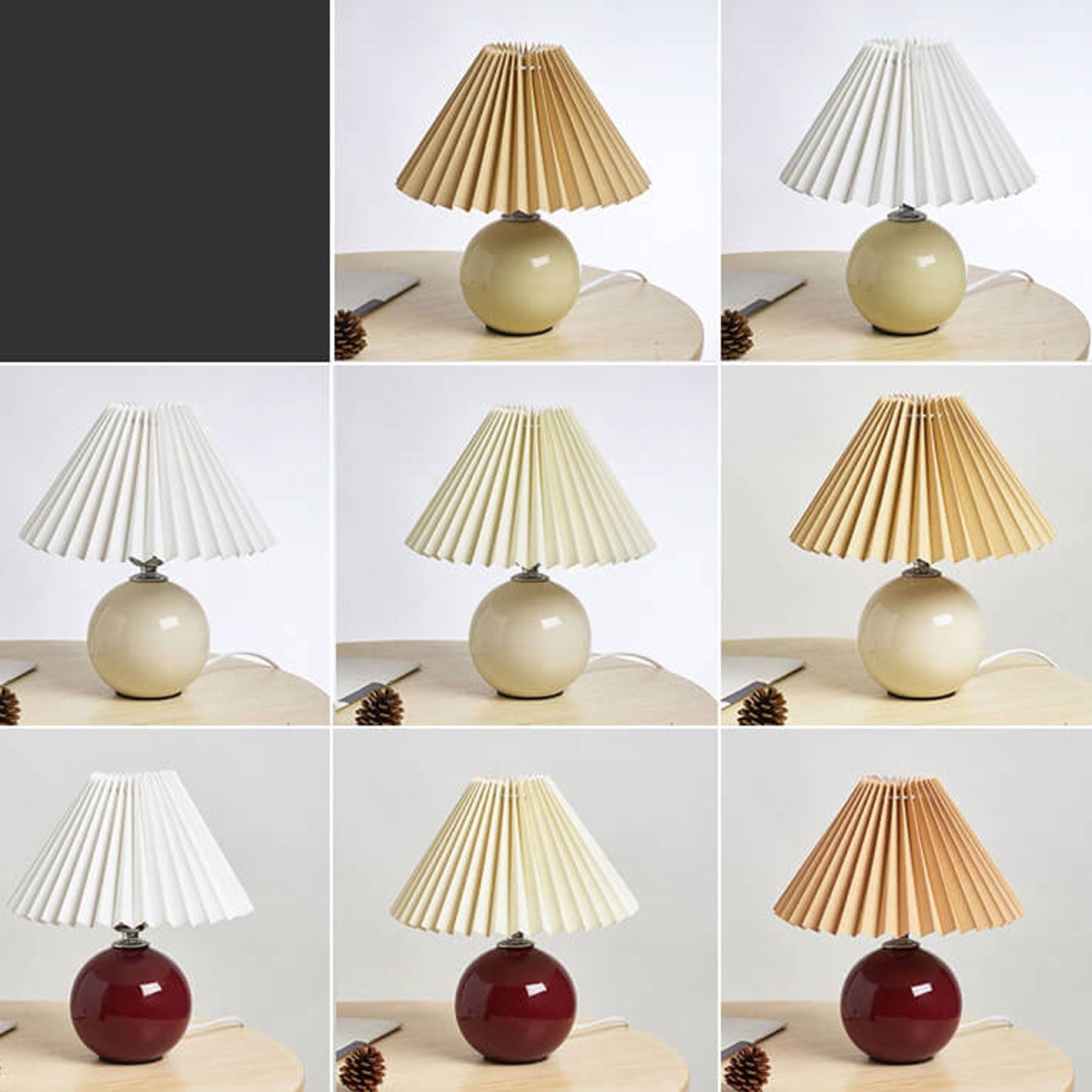 Luminária de mesa em cerâmica plissada estilo nórdico