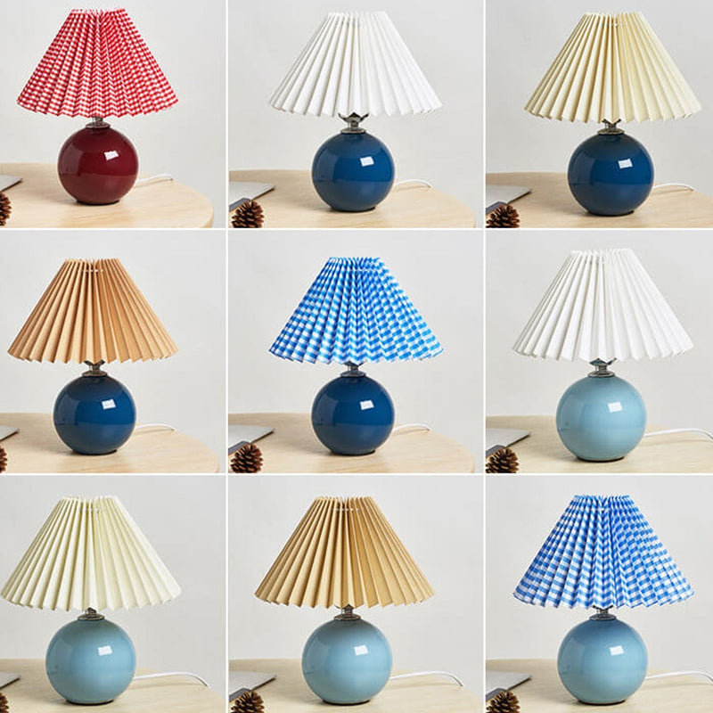 Luminária de mesa em cerâmica plissada estilo nórdico