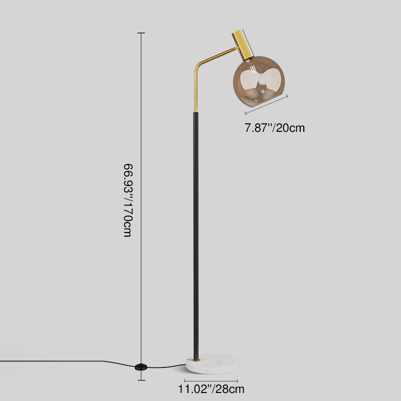 Luminária de mesa em estilo nórdico minimalista com cúpula de vidro e base de mármore para uma luz elegante.