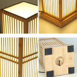 Luminária de mesa em formato quadrado feita de madeira japonesa.
