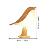 Luminária de mesa em madeira com design de pássaro - Abajur LED noturno dimerizável