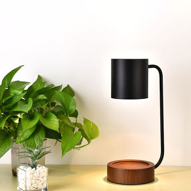 Luminária de mesa em madeira japonesa | Abajur minimalista com dimmer para cera Preto
