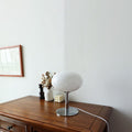 Luminária de mesa em vidro creme estilo vintage - Modelo redondo nórdico para ambientes aconchegantes. Branco 220V-240V para UK AU