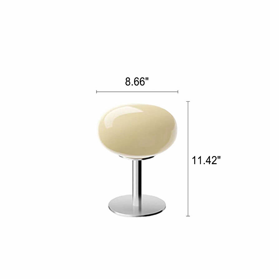 Luminária de mesa em vidro creme estilo vintage - Modelo redondo nórdico para ambientes aconchegantes.