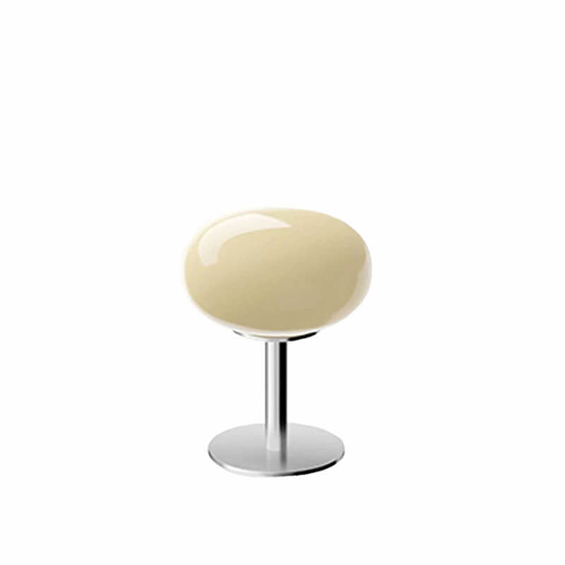 Luminária de mesa em vidro creme estilo vintage - Modelo redondo nórdico para ambientes aconchegantes.