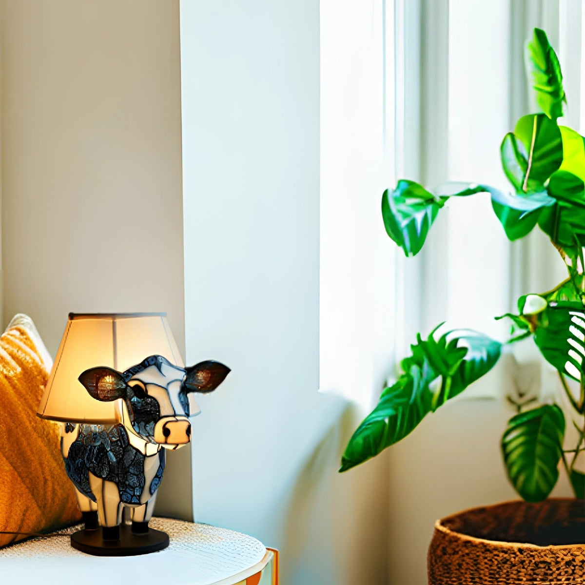 Luminária de mesa estilo Tiffany - Iluminação divertida com temática animal.