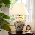 Luminária de mesa estilo retrô em cerâmica com design de flores e pássaros. Botão 110V-120V Para EUA CA