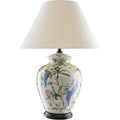 Luminária de mesa estilo retrô em cerâmica com design de flores e pássaros. Botão 220V-240V Para UK AU