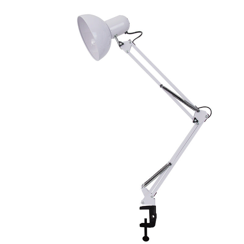Luminária de mesa moderna com clip para leitura e braço regulável Branco