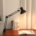 Luminária de mesa moderna com clip para leitura e braço regulável Preto