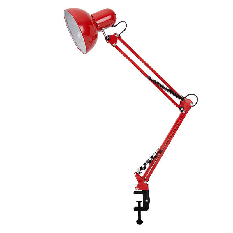 Luminária de mesa moderna com clip para leitura e braço regulável Vermelho