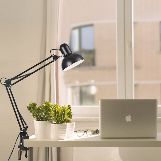 Luminária de mesa moderna com clip para leitura e braço regulável