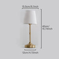 Luminária de mesa moderna em dourado - Abajur de tecido dimerizável para cabeceira.