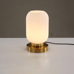 Luminária de mesa oval em vidro listrado estilo escandinavo A Branco