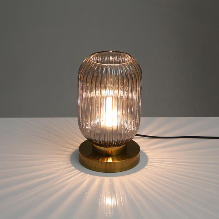 Luminária de mesa oval em vidro listrado estilo escandinavo A Cinza Esfumado 220V-240V Para o Reino Unido AU