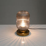 Luminária de mesa oval em vidro listrado estilo escandinavo A Cinza Esfumado 220V-240V Para o Reino Unido AU