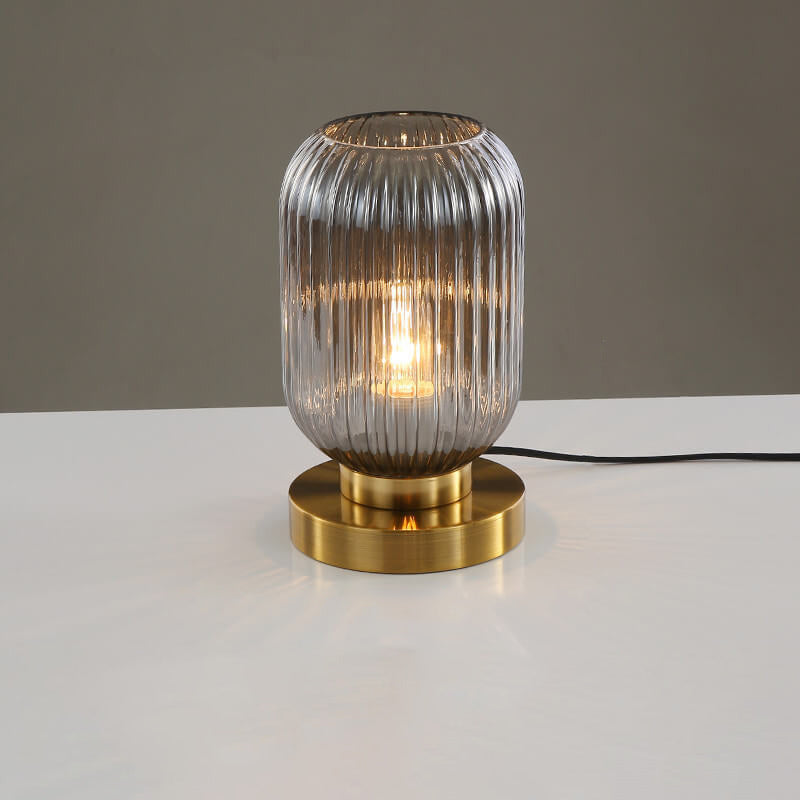 Luminária de mesa oval em vidro listrado estilo escandinavo A Cinza Esfumado 110V-120V Para os EUA CA