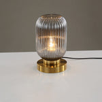 Luminária de mesa oval em vidro listrado estilo escandinavo A Cinza Esfumado 110V-120V Para os EUA CA