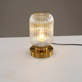 Luminária de mesa oval em vidro listrado estilo escandinavo A Cognac