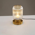 Luminária de mesa oval em vidro listrado estilo escandinavo A Cognac
