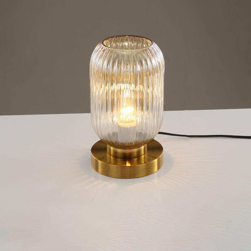 Luminária de mesa oval em vidro listrado estilo escandinavo A Cognac