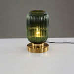 Luminária de mesa oval em vidro listrado estilo escandinavo A Verde 110V-120V Para os EUA CA