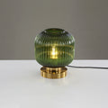 Luminária de mesa oval em vidro listrado estilo escandinavo B Verde