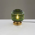 Luminária de mesa oval em vidro listrado estilo escandinavo B Verde