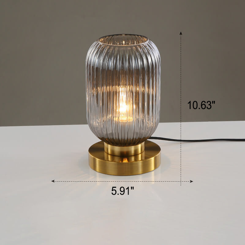 Luminária de mesa oval em vidro listrado estilo escandinavo