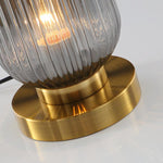 Luminária de mesa oval em vidro listrado estilo escandinavo