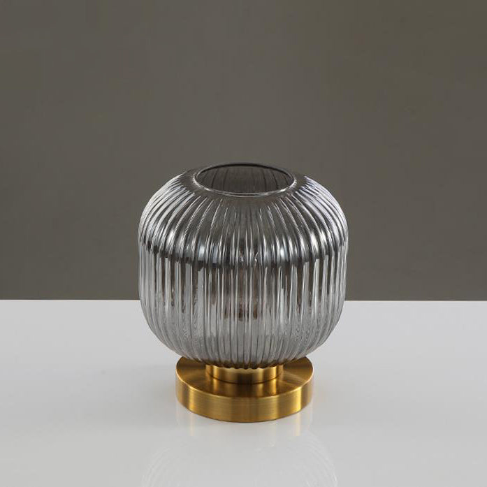 Luminária de mesa oval em vidro listrado estilo escandinavo