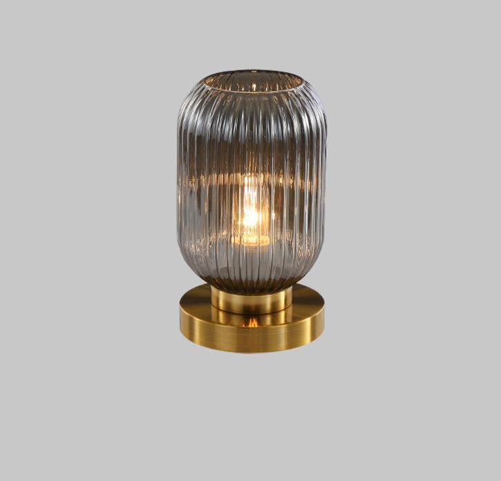 Luminária de mesa oval em vidro listrado estilo escandinavo