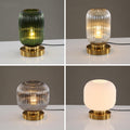 Luminária de mesa oval em vidro listrado estilo escandinavo