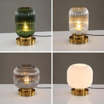 Luminária de mesa oval em vidro listrado estilo escandinavo