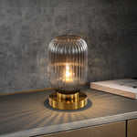 Luminária de mesa oval em vidro listrado estilo escandinavo