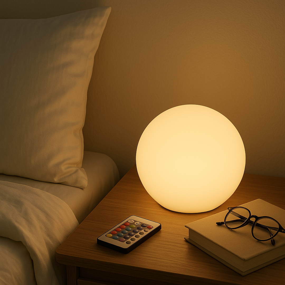 Luminária de mesa sem fio RGB com controle remoto - Abajur recarregável com 16 opções de cores para ambientação.