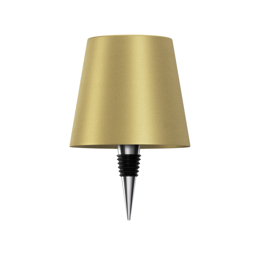 Luminária de mesa sem fio para garrafa - Abajur LED recarregável para vinho com controle touch. Dourado Clássico