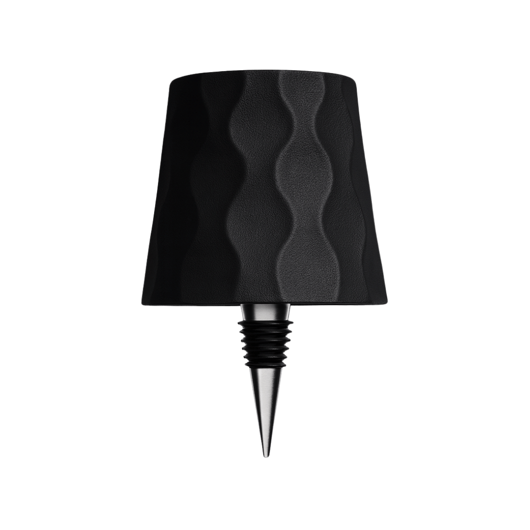 Luminária de mesa sem fio para garrafa - Abajur LED recarregável para vinho com controle touch. Preto Wave