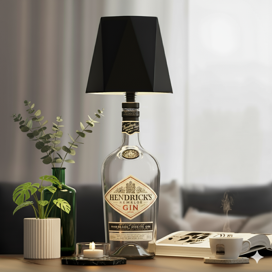 Luminária de mesa sem fio para garrafa - Abajur LED recarregável para vinho com controle touch.
