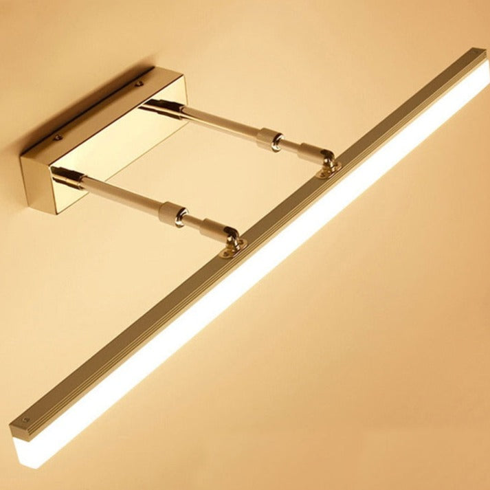 Luminária de parede LED à prova d'água com design contemporâneo para espelho de banheiro, proporcionando uma iluminação suave e sofisticada. Ouro