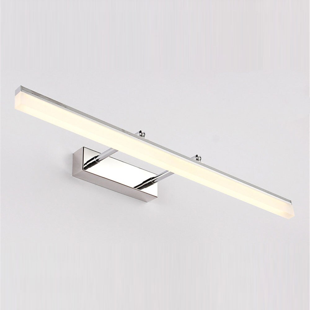 Luminária de parede LED à prova d'água com design contemporâneo para espelho de banheiro, proporcionando uma iluminação suave e sofisticada. Prata